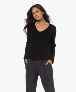 Resort Finest Wolmix V-Hals Trui - Zwart