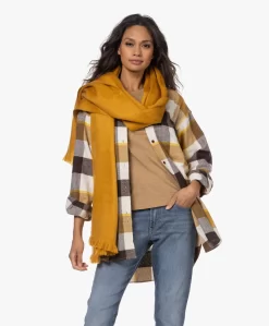 Alpaca Loca Handgemaakte Uni Sjaal In Alpaca - Okergeel