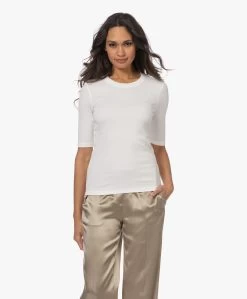 Closed Modalmix Rib T-Shirt - Ivoor -Kleding Series Winkel 221121 13bafd46 e022 4d06 bf10 493c89385e7f