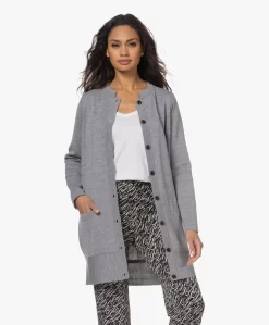 Sibin/Linnebjerg Paula Merinowolmix Doorknoopvest - Sweat Grey