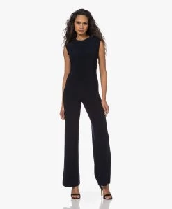 Norma Kamali Sleeveless Travel Jersey Jumpsuit - Donkerblauw