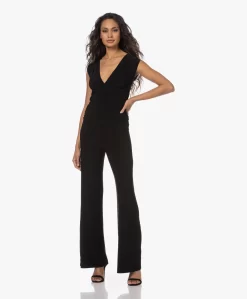 Norma Kamali Shirred Mouwloze Travel Jersey Jumpsuit - Zwart