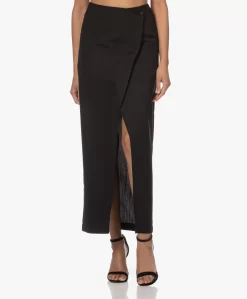 Róhe Robyn Wollen Maxi Overslagrok - Zwart