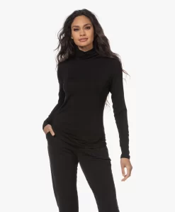 Lasalle Tencel Jersey Colshirt - Zwart