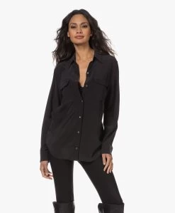 Equipment Signature Washed-Silk Blouse - Zwart