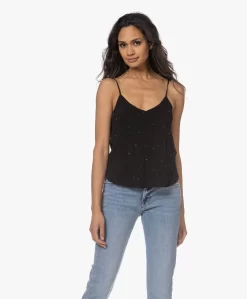 Zadig & Voltaire Casel Soft Strass Viscose Top - Zwart