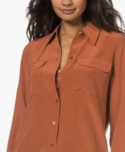 Equipment Slim Signature Gewassen Zijden Blouse - Baked Clay -Kleding Series Winkel 221213 237714b8 5d3c 46a4 b672 121ce583b9d7