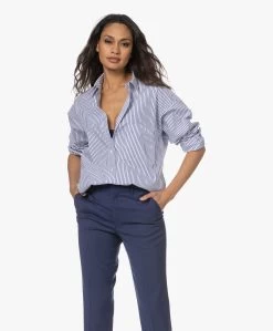 Closed Gestreept Bio Poplin Oversized Overhemd - Ivoor/Blauw -Kleding Series Winkel 221220 26fc4baa e2c0 4433 8c1b 7527d860e803