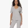 Majestic Filatures Superwashed Soft Touch V-Hals T-Shirt - Lichtgrijs Mêlee