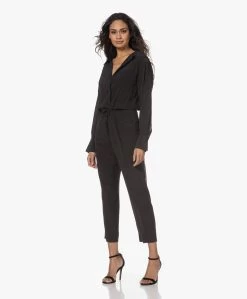 Equipment Benilde Gewassen Zijden Jumpsuit - True Black