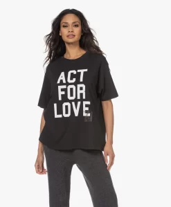 Zadig & Voltaire Brooxs Act For Love Oversized T-Shirt - Off-Black
