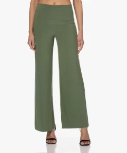 Norma Kamali Tech Jersey Wijde Pijpen Broek - Celadon