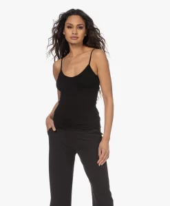 Majestic Filatures Superwashed V-Hals Spaghettitop - Zwart