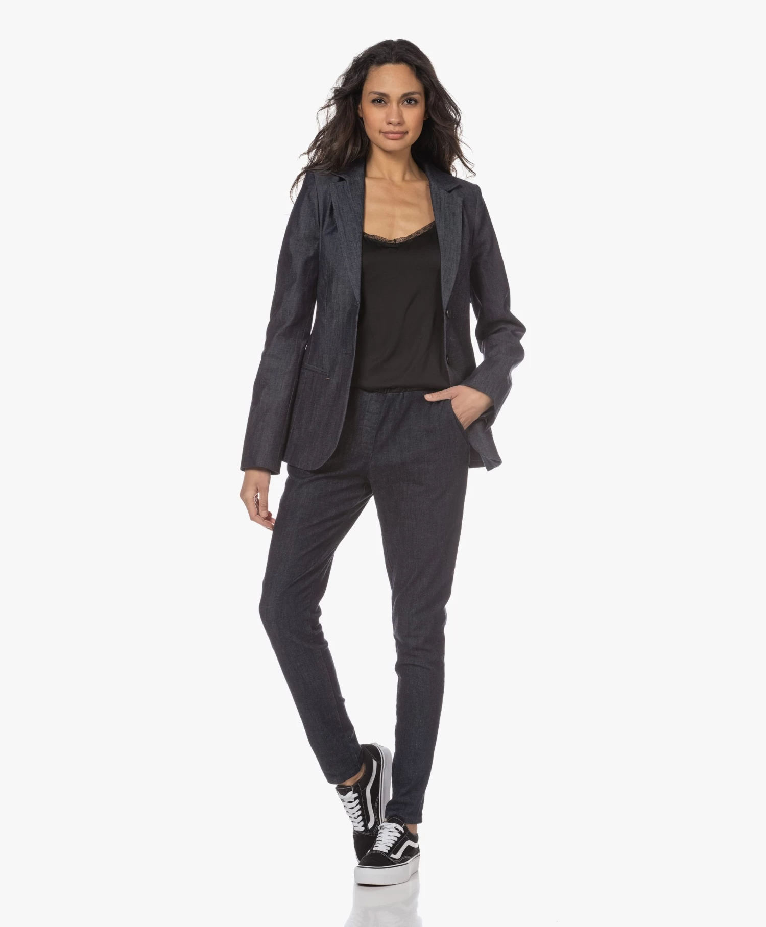 Repeat Zijden Top Met Kant - Zwart 2 Repeat Zijden Top Met Kant - Zwart - Afbeelding 2