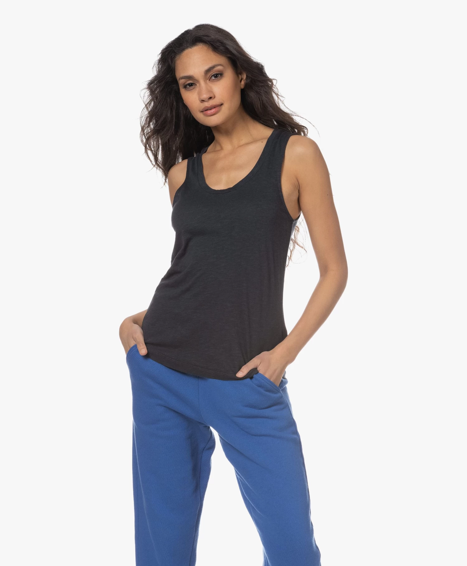 American Vintage Jacksonville U-Hals Tanktop - Navy 3 American Vintage Jacksonville U-Hals Tanktop - Navy - Afbeelding 3