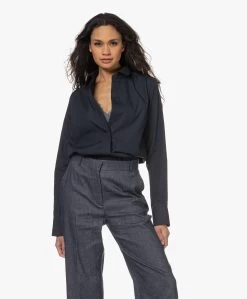Closed Katoenen Poplin Overhemdblouse - Dark Night