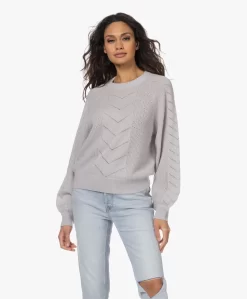 Plein Publique La Frederique Ajour Alpaca-Wolmix Trui - Zilvergrijs