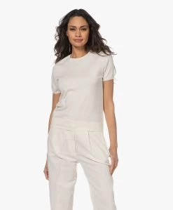 Repeat Katoen-Cashmere Korte Mouwen Trui - Crème