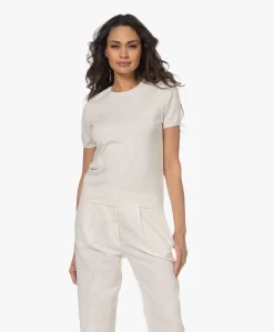 Repeat Katoen-Cashmere Korte Mouwen Trui - Crème