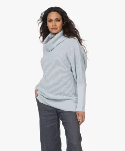 Sibin/Linnebjerg Tut Trui Met Gedrapeerde Col - Lichtblauw