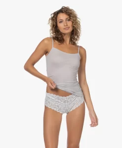 Hanro Ultralight Katoenen Spaghetti Top - Silvery Grey