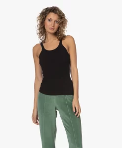 Re/Done + Hanes Ribgebreide Katoenen Tanktop - Zwart
