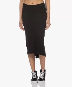 James Perse Aangerimpelde Jersey Midi Rok - Zwart
