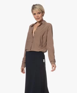 Japantky Miya Loose-Fit Travel Jersey Blouse - Nougat