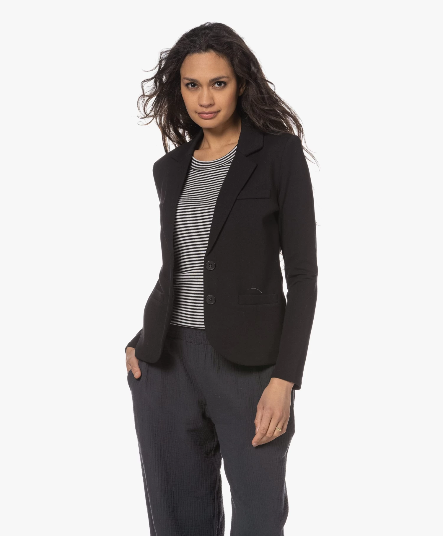 Repeat Getailleerde Jersey Blazer - Zwart 1 Repeat Getailleerde Jersey Blazer - Zwart