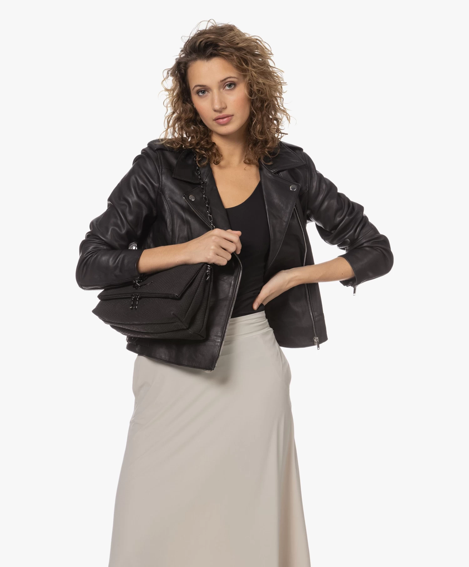 Zadig & Voltaire Rocky Soft Savage Leren Schoudertas - Zwart 5 Zadig & Voltaire Rocky Soft Savage Leren Schoudertas - Zwart - Afbeelding 5