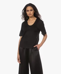 By Malene Birger Amaringa Lyocell En Linnen T-Shirt - Zwart