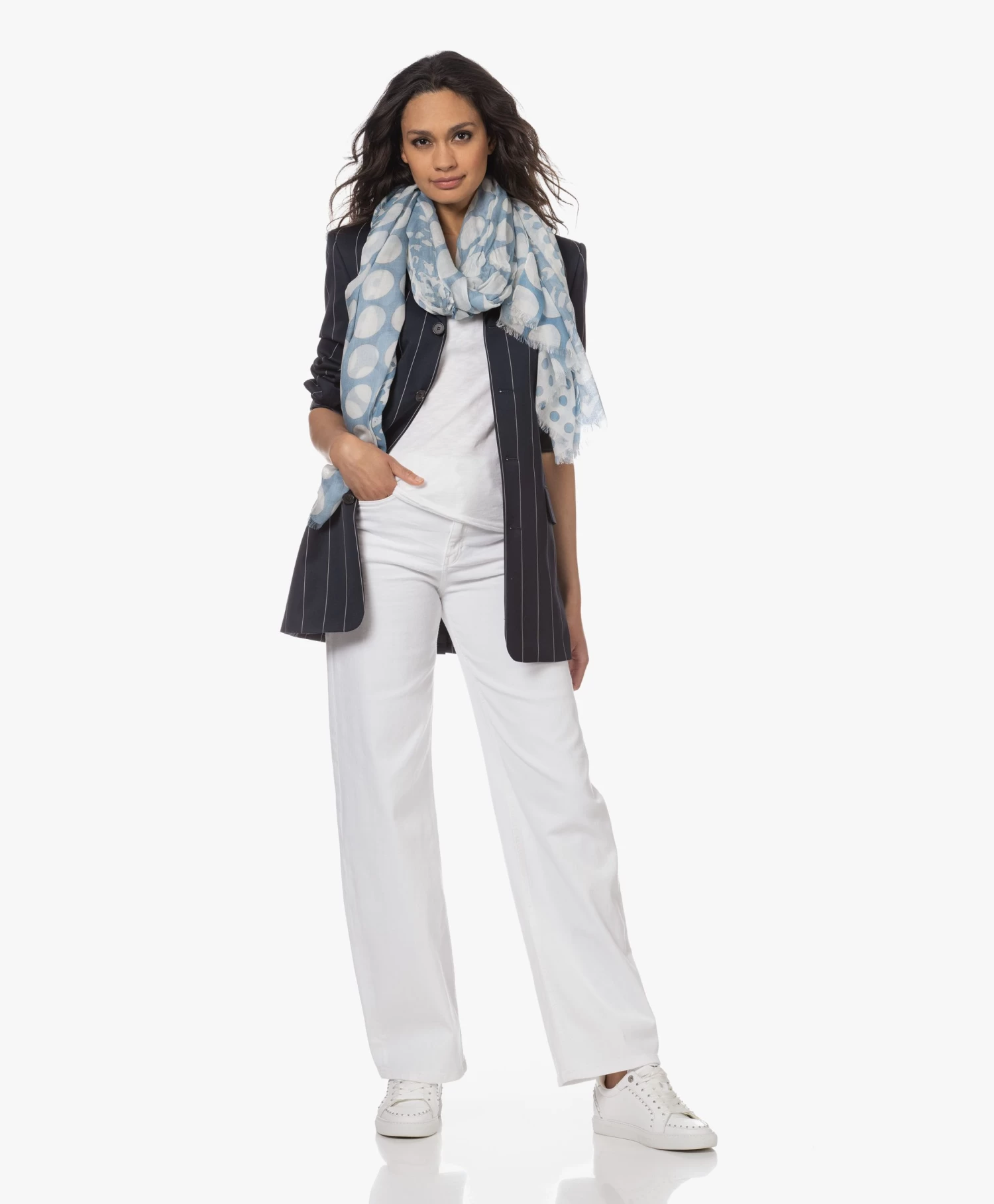 Filippa K Merinowollen Krijtstreep Blazer - Navy/Wit 13 Filippa K Merinowollen Krijtstreep Blazer - Navy/Wit - Afbeelding 13