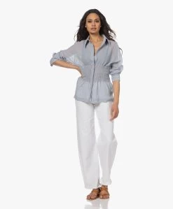 Róhe Seersucker Blouse Met Gesmokte Taille - Antique Blue -Kleding Series Winkel 230404 5e1fbf0f 22a2 4510 88c0 77b22c71e46c