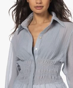 Róhe Seersucker Blouse Met Gesmokte Taille - Antique Blue -Kleding Series Winkel 230404 873e92c3 db4a 4e8b 812f 78abd6fa2ee0