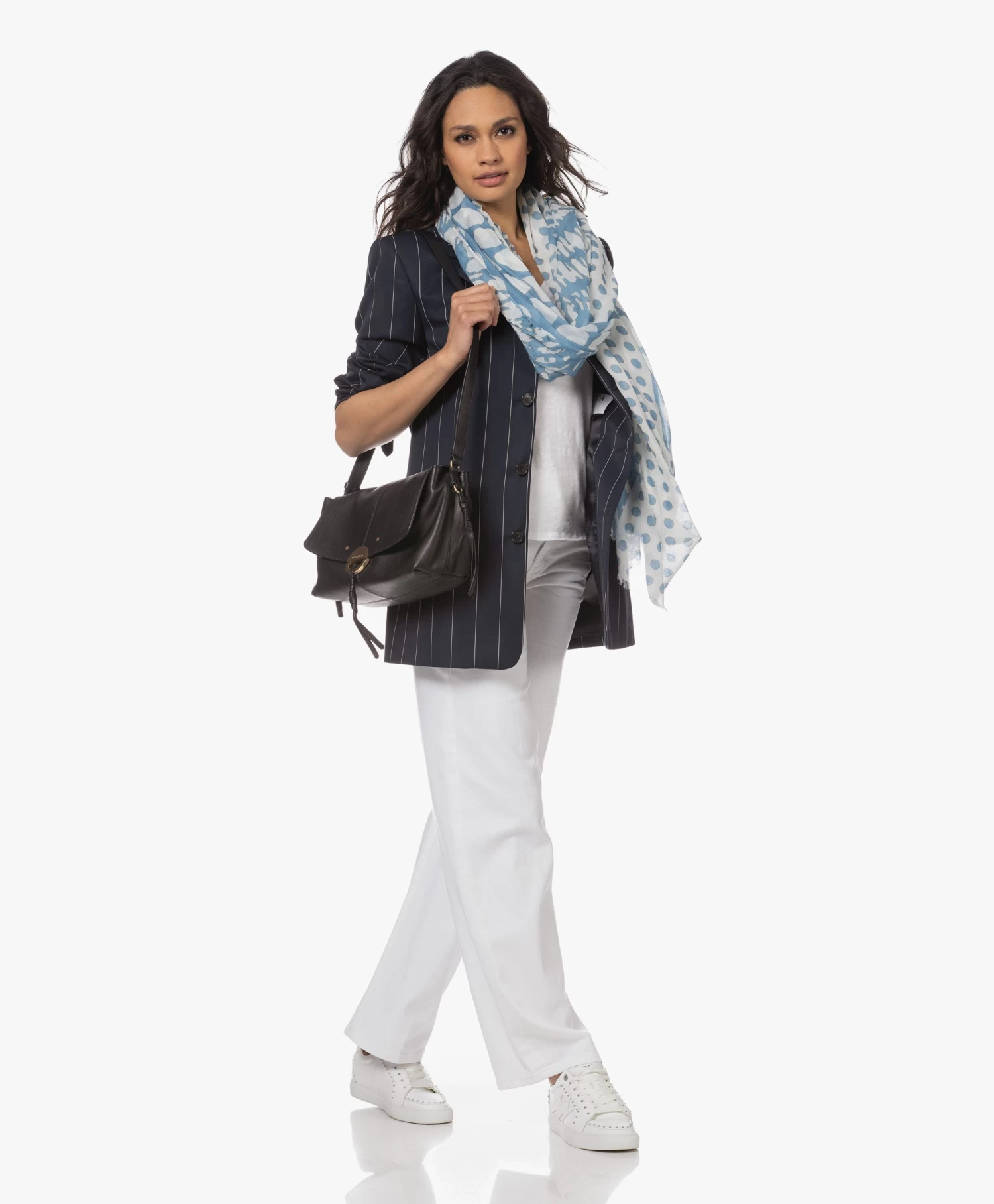 Filippa K Merinowollen Krijtstreep Blazer - Navy/Wit 2 Filippa K Merinowollen Krijtstreep Blazer - Navy/Wit - Afbeelding 2