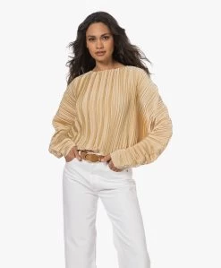 Viveh Lolite Satijnen Plissé Blouse - Warm Sand