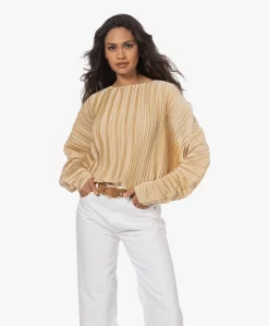 Viveh Lolite Satijnen Plissé Blouse - Warm Sand