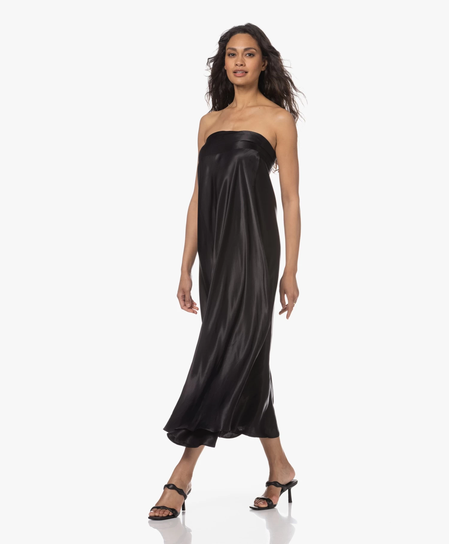 Viveh Mica Satijnen Maxi Wikkelrok - Zwart 3 Viveh Mica Satijnen Maxi Wikkelrok - Zwart - Afbeelding 3