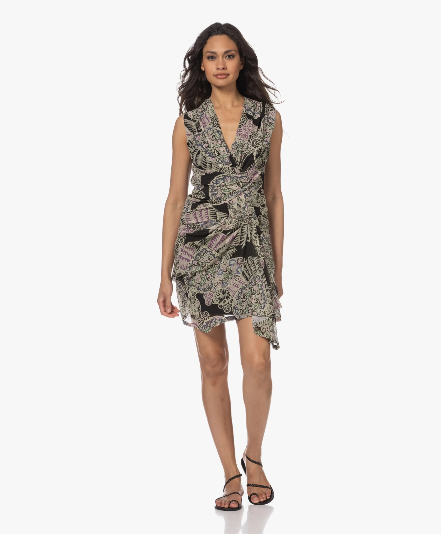 Iro Rolina Zijde Print Mini Jurk - Zwart/Multico 1 Iro Rolina Zijde Print Mini Jurk - Zwart/Multico