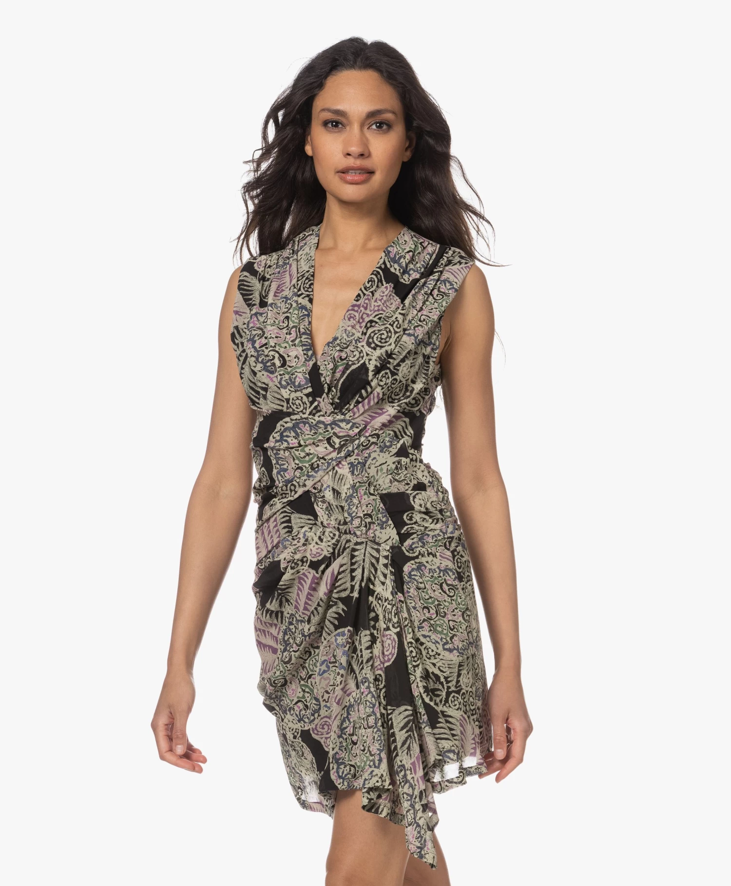 Iro Rolina Zijde Print Mini Jurk - Zwart/Multico 3 Iro Rolina Zijde Print Mini Jurk - Zwart/Multico - Afbeelding 3