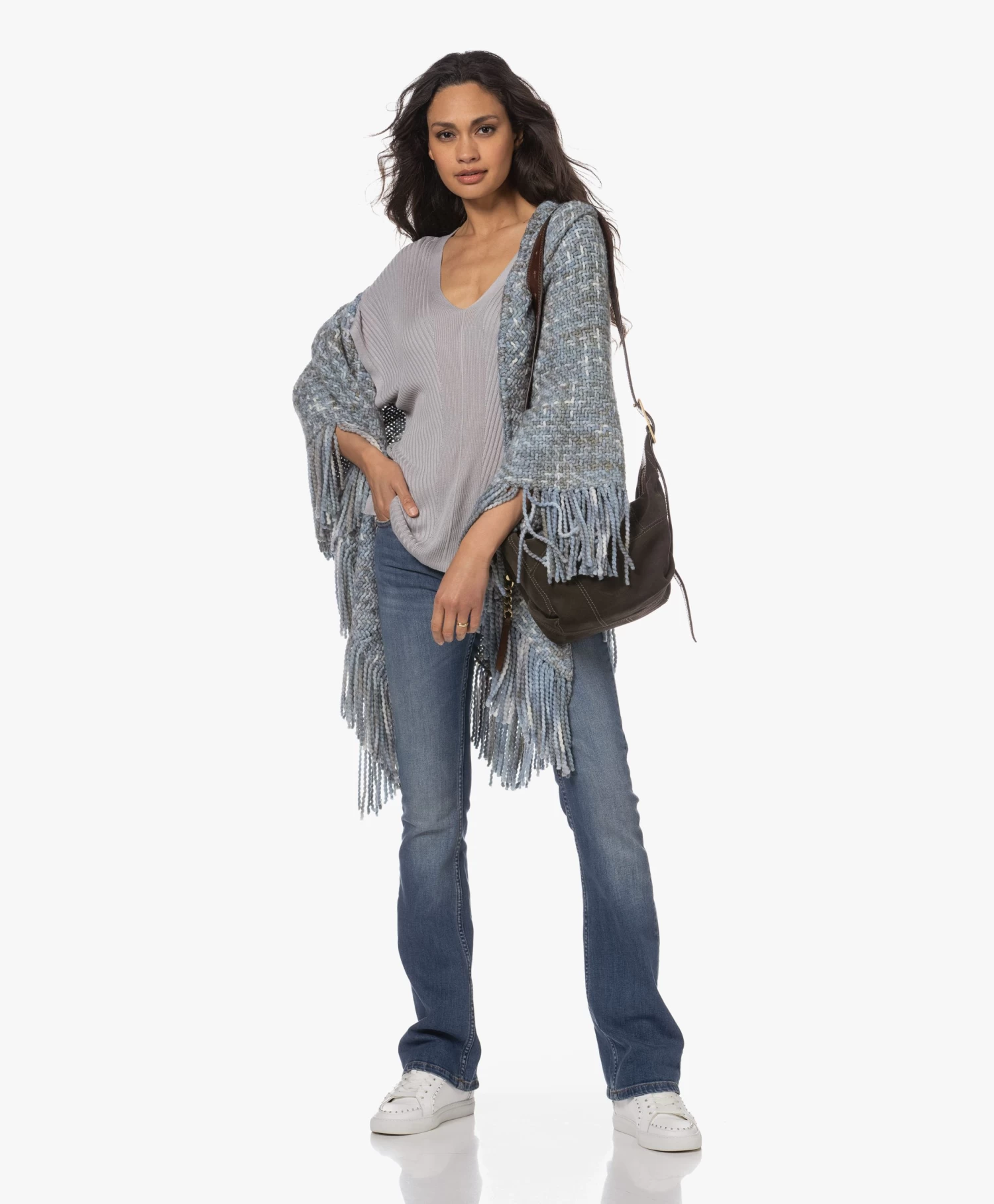 Manos Del Uruguay Merino Wolmix Poncho - Blauw/Grijs 11 Manos Del Uruguay Merino Wolmix Poncho - Blauw/Grijs - Afbeelding 11