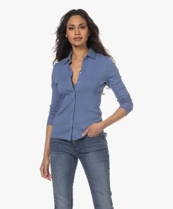 Belluna Scoop Katoenen Jersey Blouse - Jeans