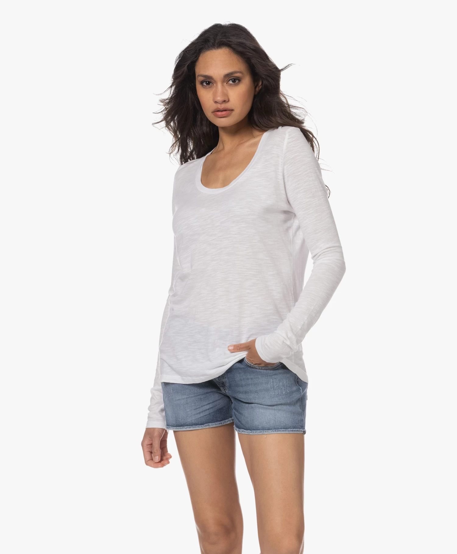 American Vintage Jacksonville Slub Longsleeve - Wit 1 American Vintage Jacksonville Slub Longsleeve - Wit