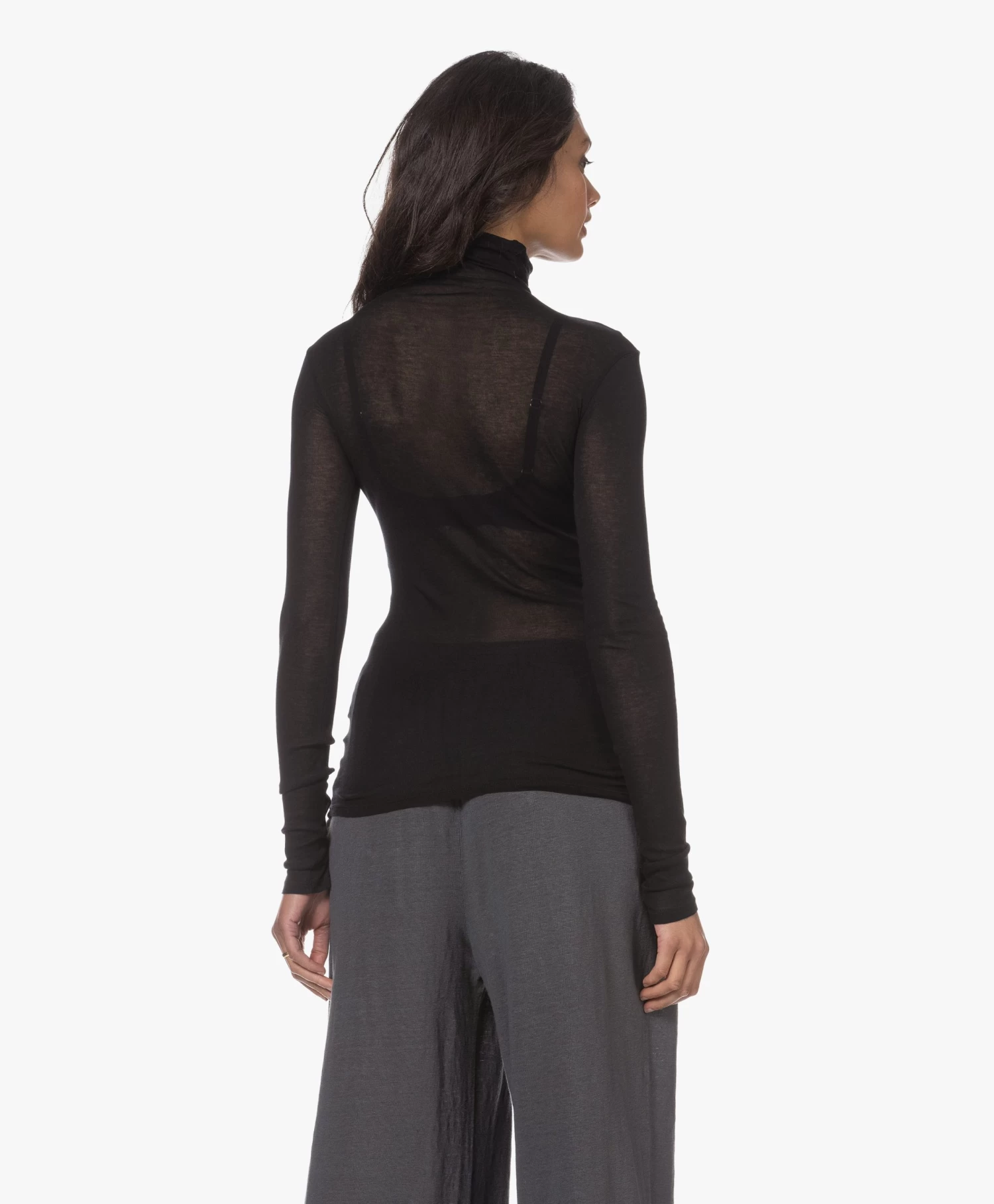 American Vintage Massachussets Jersey Colshirt - Zwart 4 American Vintage Massachussets Jersey Colshirt - Zwart - Afbeelding 4