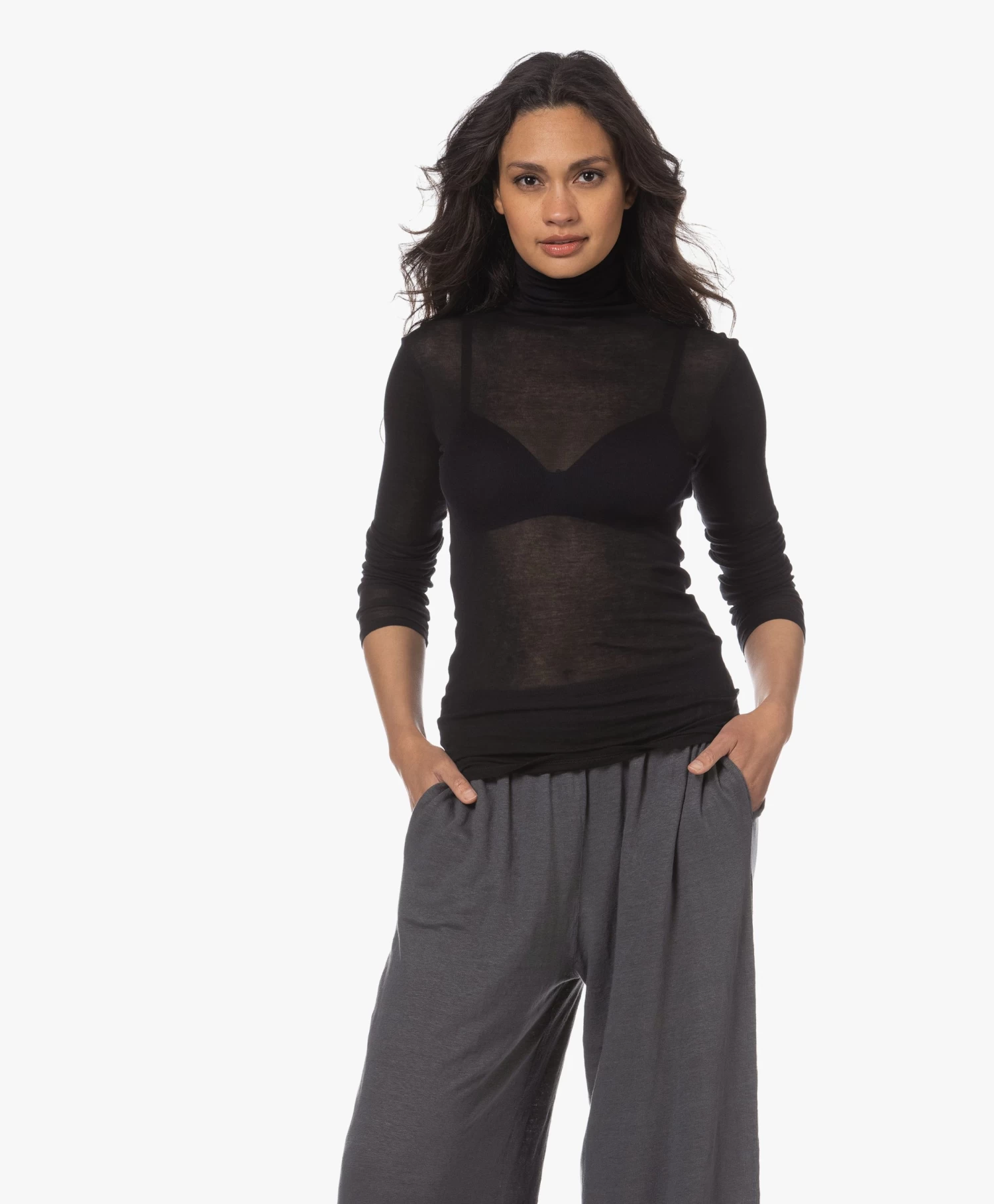 American Vintage Massachussets Jersey Colshirt - Zwart 8 American Vintage Massachussets Jersey Colshirt - Zwart - Afbeelding 8