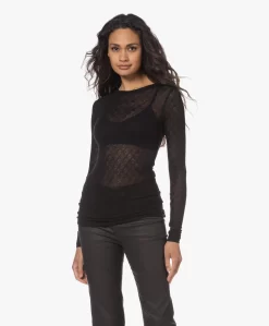 Gai+Lisva Fermi Zijdemix Pointelle Longsleeve - Zwart