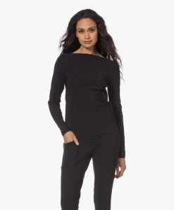 Woman By Earn Ditte Tech Jersey Boothals Longsleeve - Zwart