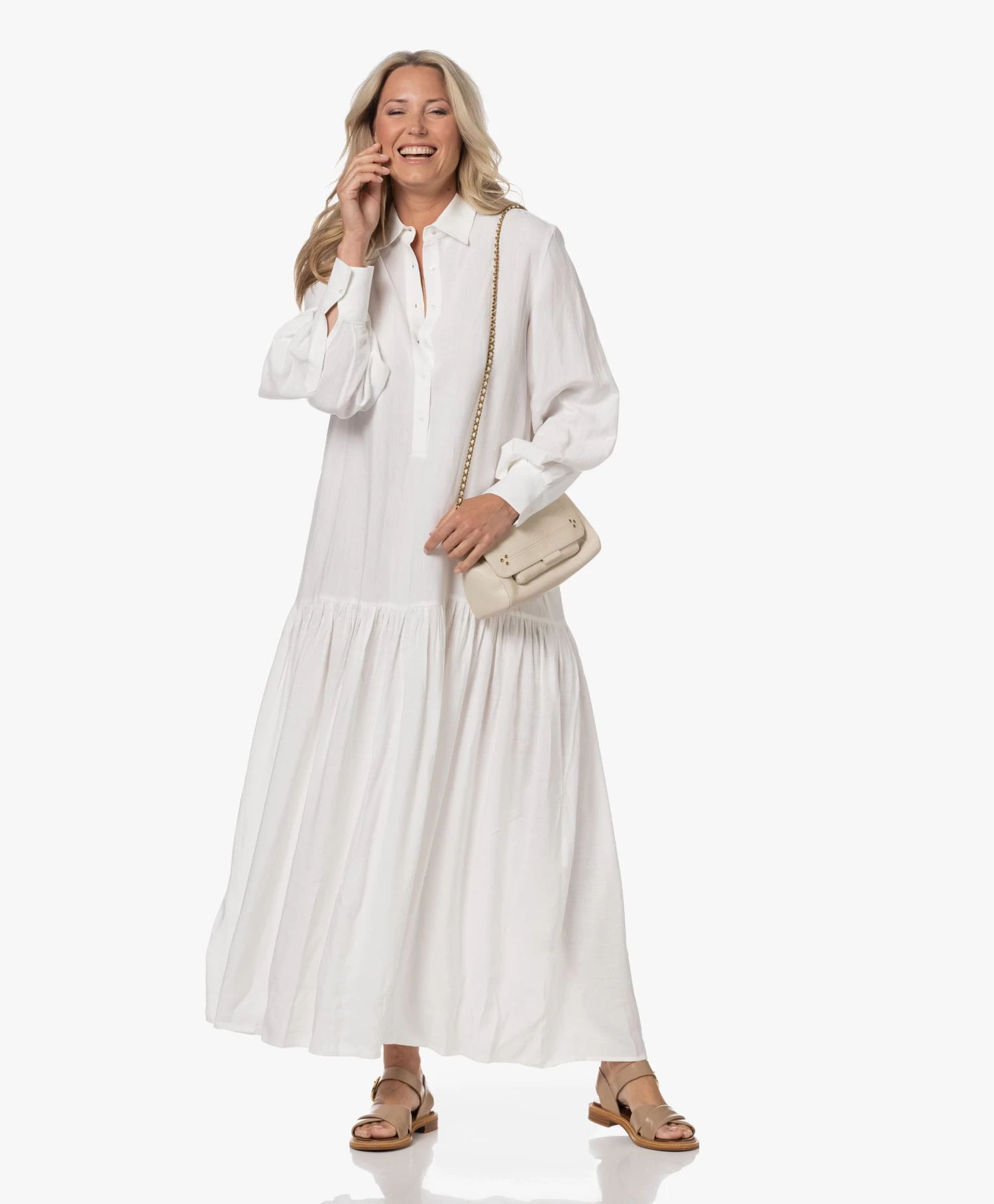 Viveh Selenite Viscose-Linnen Maxi Jurk - Coconut Milk 2 Viveh Selenite Viscose-Linnen Maxi Jurk - Coconut Milk - Afbeelding 2