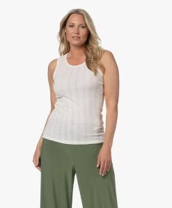 Gai+Lisva Alberte Rib Katoenen Top - Off-White