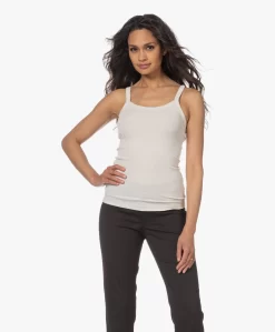 Filippa K Fine Rib Singlet - Ivoor